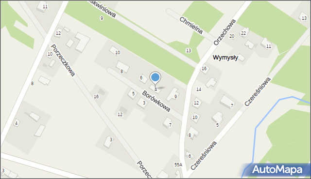 Wymysły, Borówkowa, 4, mapa Wymysły