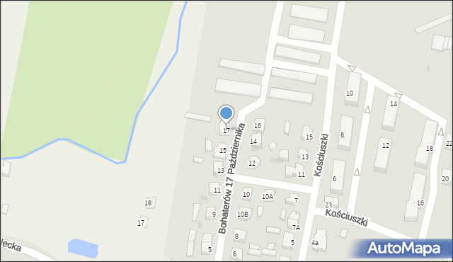 Wysoka, Bohaterów 17 Października, 17, mapa Wysoka