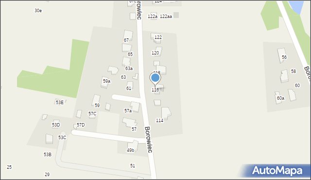 Zaborze, Borowiec, 116, mapa Zaborze