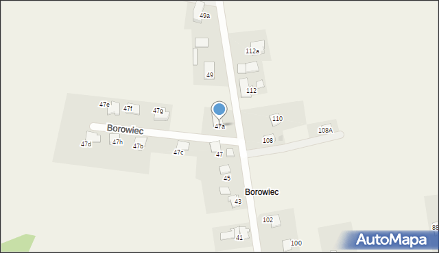 Zaborze, Borowiec, 47a, mapa Zaborze