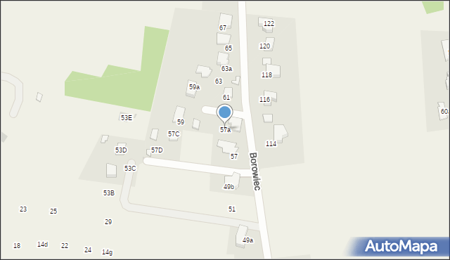 Zaborze, Borowiec, 57a, mapa Zaborze