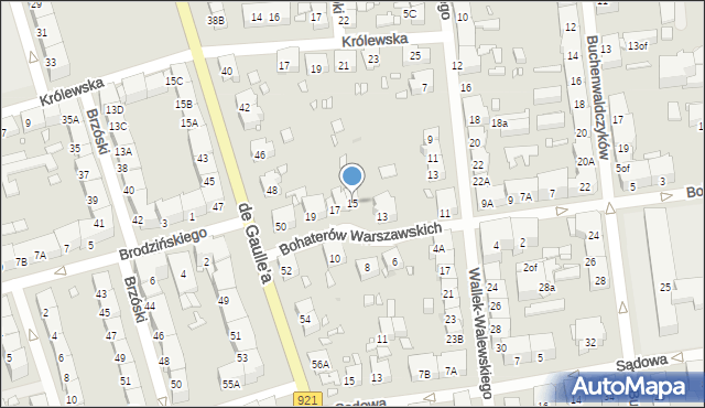 Zabrze, Bohaterów Warszawskich, 15, mapa Zabrza