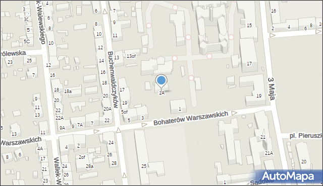 Zabrze, Bohaterów Warszawskich, 1A, mapa Zabrza