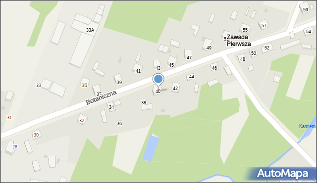 Zawada, Botaniczna, 40, mapa Zawada