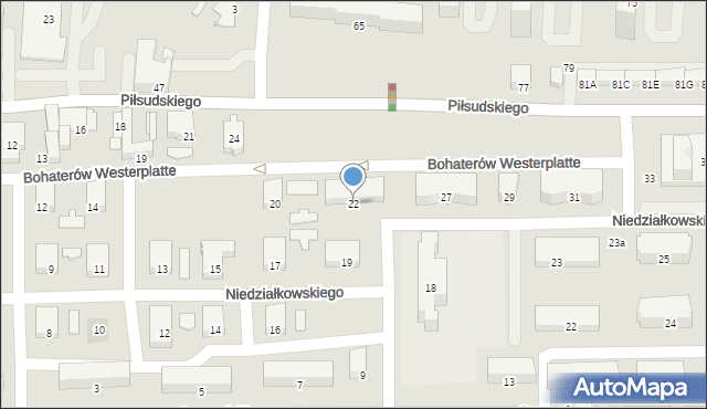 Zawiercie, Bohaterów Westerplatte, 22, mapa Zawiercie