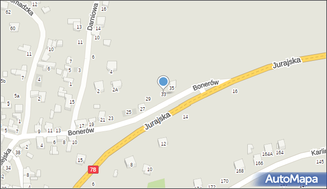 Zawiercie, Bonerów, 33, mapa Zawiercie