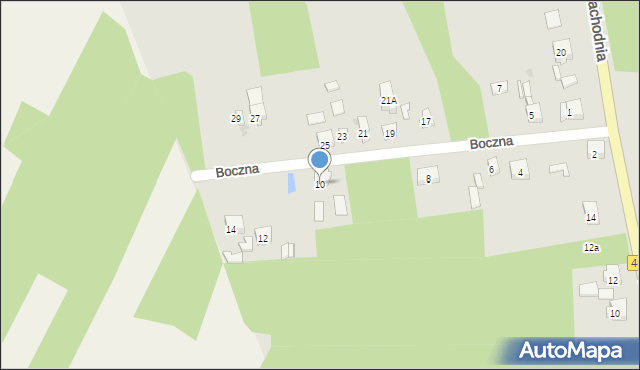 Zelów, Boczna, 10, mapa Zelów