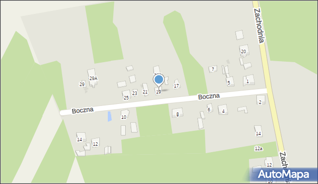 Zelów, Boczna, 19, mapa Zelów