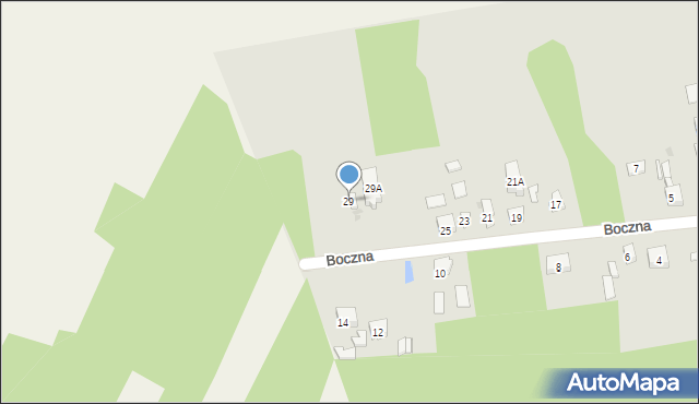 Zelów, Boczna, 29, mapa Zelów