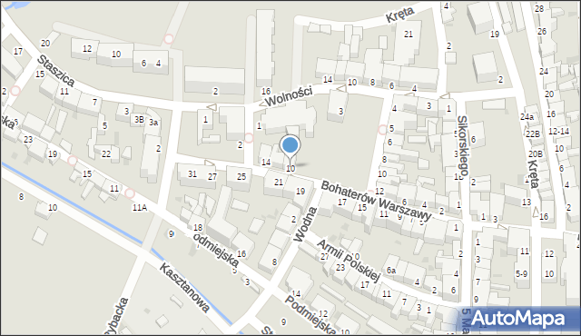 Złocieniec, Bohaterów Warszawy, 10, mapa Złocieniec