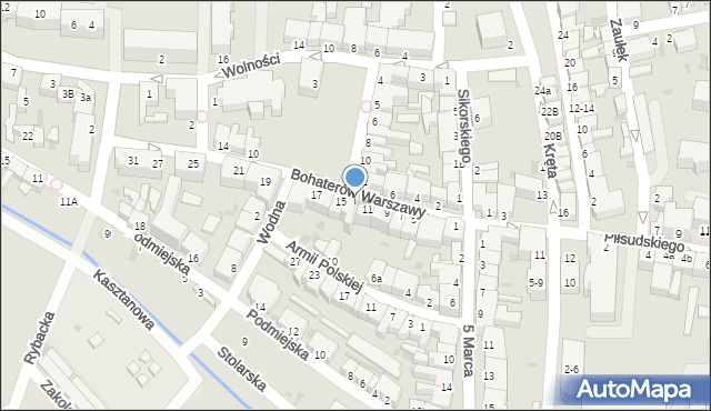 Złocieniec, Bohaterów Warszawy, 13, mapa Złocieniec