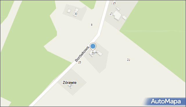 Żórawie, Borówkowa, 23, mapa Żórawie