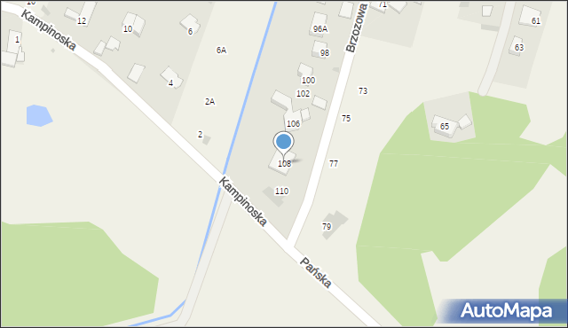 Adamówek, Brzozowa, 108, mapa Adamówek