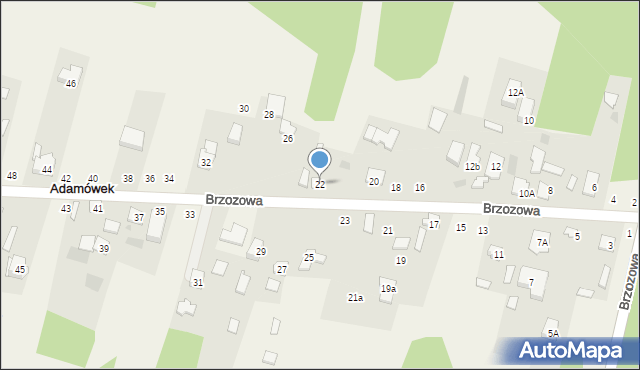 Adamówek, Brzozowa, 22, mapa Adamówek