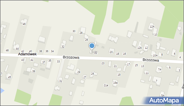 Adamówek, Brzozowa, 24, mapa Adamówek