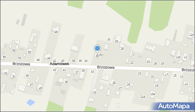 Adamówek, Brzozowa, 32, mapa Adamówek