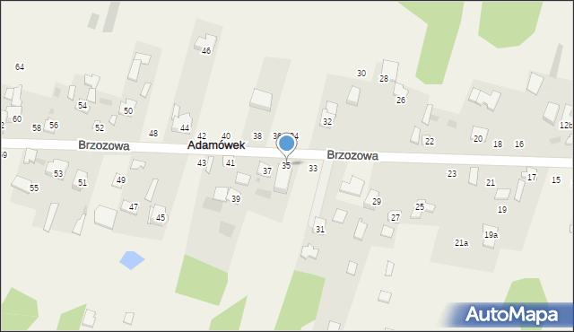 Adamówek, Brzozowa, 35, mapa Adamówek