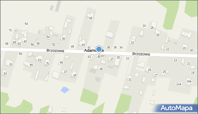 Adamówek, Brzozowa, 41, mapa Adamówek