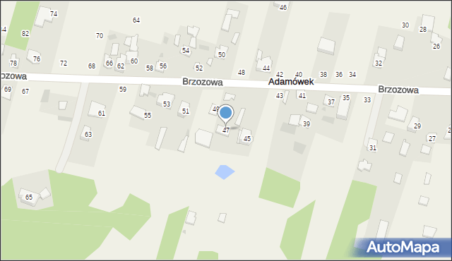 Adamówek, Brzozowa, 47, mapa Adamówek