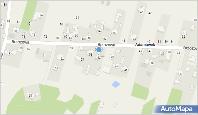 Adamówek, Brzozowa, 51, mapa Adamówek