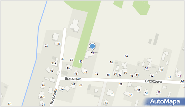 Adamówek, Brzozowa, 74, mapa Adamówek