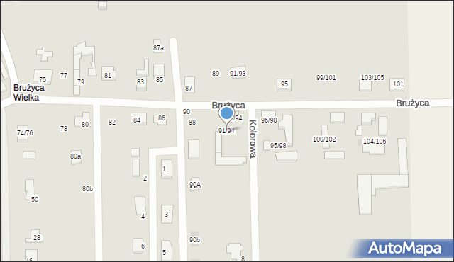 Aleksandrów Łódzki, Brużyca, 91/94, mapa Aleksandrów Łódzki