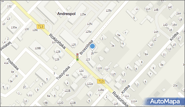 Andrespol, Brzezińska, 1b, mapa Andrespol