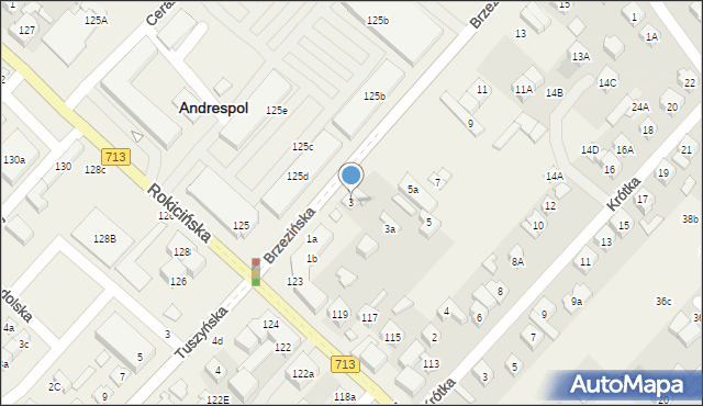 Andrespol, Brzezińska, 3, mapa Andrespol