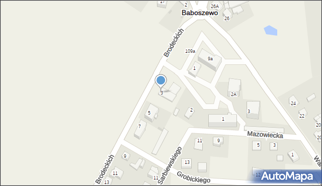 Baboszewo, Brodeckich Jana i Antoniego, 3, mapa Baboszewo