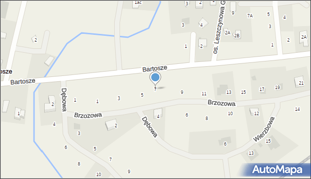 Bartosze, Brzozowa, 7, mapa Bartosze