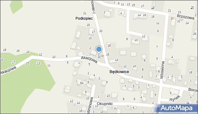 Będkowice, Browar, 11, mapa Będkowice