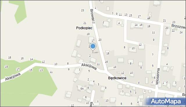 Będkowice, Browar, 15, mapa Będkowice