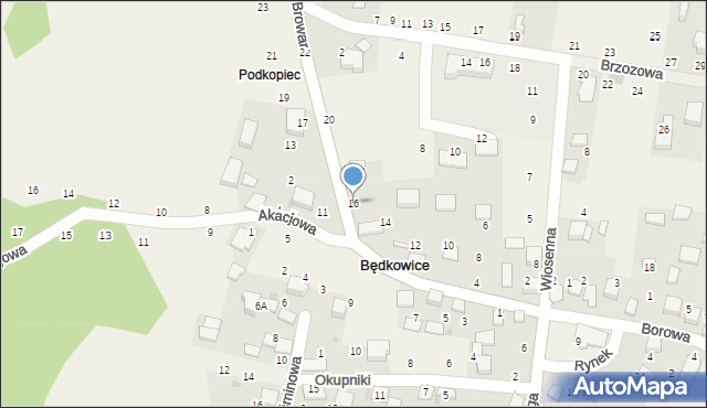 Będkowice, Browar, 16, mapa Będkowice