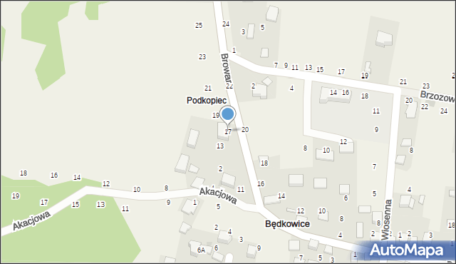 Będkowice, Browar, 17, mapa Będkowice