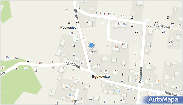 Będkowice, Browar, 18, mapa Będkowice