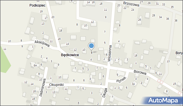 Będkowice, Browar, 8, mapa Będkowice