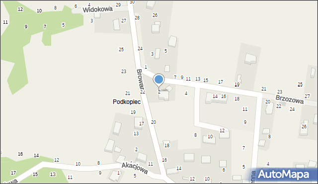 Będkowice, Brzozowa, 2, mapa Będkowice