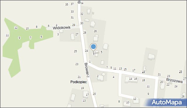 Będkowice, Brzozowa, 3, mapa Będkowice