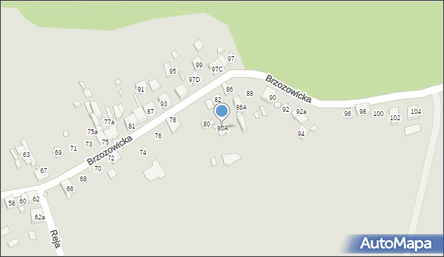 Będzin, Brzozowicka, 80A, mapa Będzin