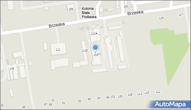 Biała Podlaska, Brzeska, 113, mapa Białej Podlaskiej