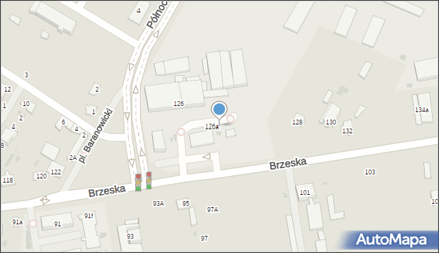 Biała Podlaska, Brzeska, 126u, mapa Białej Podlaskiej