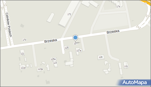 Biała Podlaska, Brzeska, 127, mapa Białej Podlaskiej