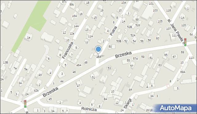 Biała Podlaska, Brzeska, 48A, mapa Białej Podlaskiej