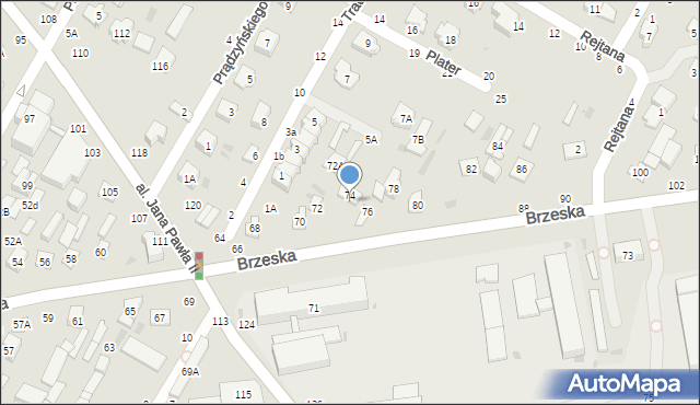 Biała Podlaska, Brzeska, 74a, mapa Białej Podlaskiej