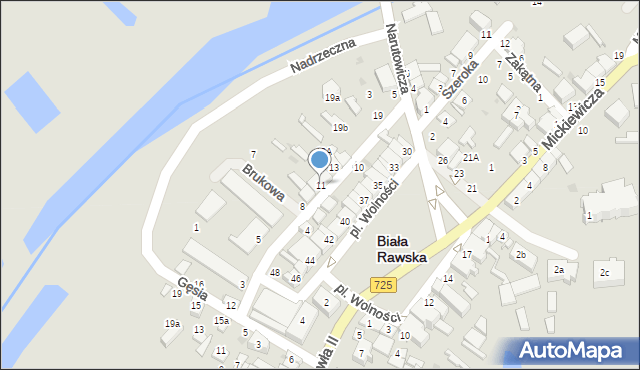 Biała Rawska, Brukowa, 11, mapa Biała Rawska