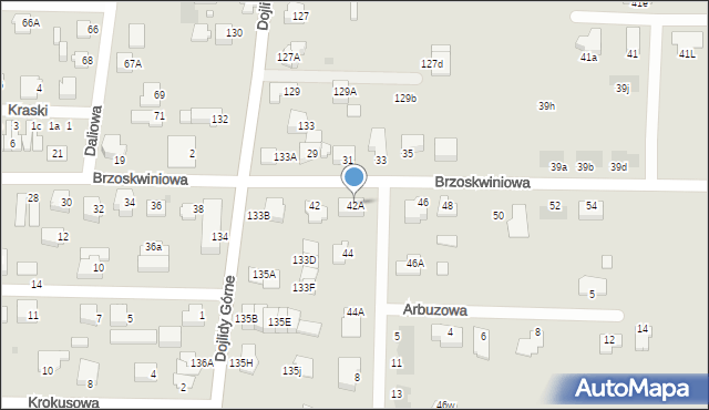 Białystok, Brzoskwiniowa, 42A, mapa Białegostoku