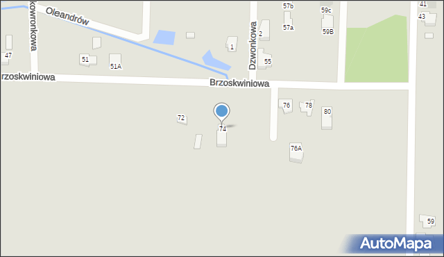 Białystok, Brzoskwiniowa, 74, mapa Białegostoku