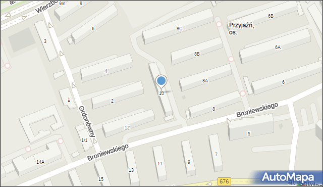 Białystok, Broniewskiego Władysława, 10, mapa Białegostoku