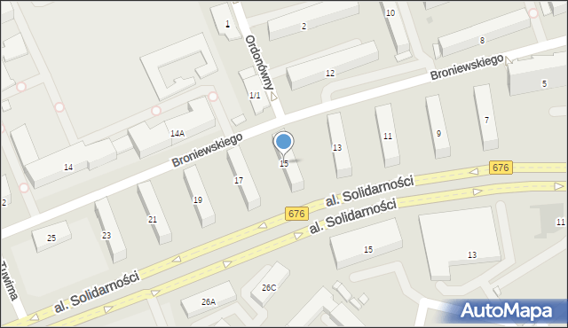 Białystok, Broniewskiego Władysława, 15, mapa Białegostoku