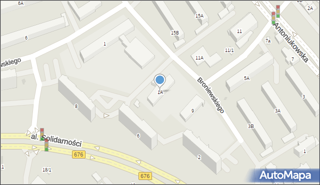 Białystok, Broniewskiego Władysława, 1A, mapa Białegostoku
